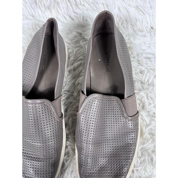 Vince Shoes Womens Size 6.5 Gray Perforated Slip-On Blair Sneakers Casual Taupe - Picture 3 of 13